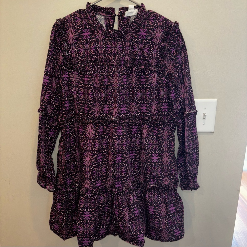 Allison New York women’s M Purple Kaleidoscope Sandra mini dress Ruffled Layers